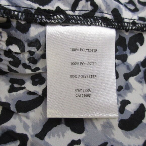 Ellen Tracy Womens Blouse Small Black Animal Print Gathered Peplum Silky Keyhole - Picture 6 of 10